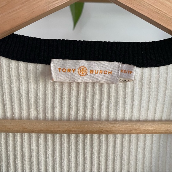 Tory Burch Cream Rainbow Striped Ribbed Top XS - Picture 10 of 14